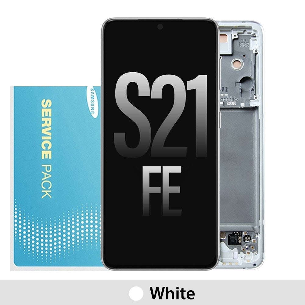 Samsung Galaxy S21 FE 5G G990B OLED Screen Replacement Digitizer GH82-26414B/26420B/26590B (Gold)-White Samsung Galaxy S21 FE 5G G990B OLED Screen Replacement Digitizer GH82-26414B/26420B/26590B (Gold)-White